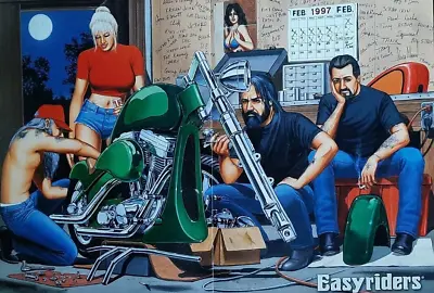 Vintage David Mann Motorcycle Poster Original Easy Rider Bike Repair • $9.99