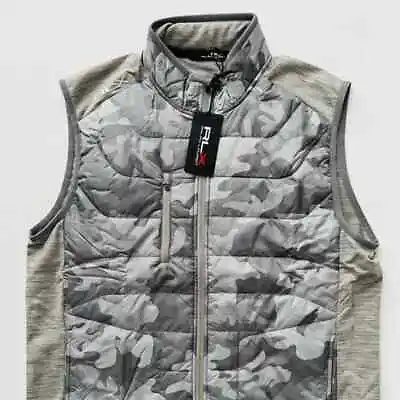 $90 • Buy Rlx Ralph Lauren The Cliffs Quilted Vest Camo Gray Size M, Xl Nwt