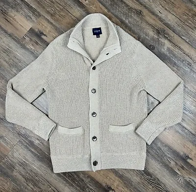 J Crew Fisherman Cableknit Cardigan Sweater Men's Medium M Beige Retirement Rib • $34.77