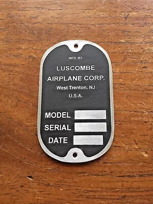 New Luscombe Airplane Corporation Data Plate West Trenton NJ • $54