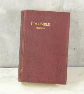 Early 1900's Eyre & Spottiswoode Illustrated Bible - Dated 1912 - Red Leather • £9.99