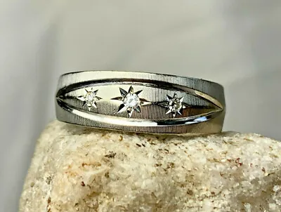 14K White Gold Diamond Accent Ring Band Sz 8.5 Jewelry 4.93g Starburst 3 Stone  • $369.95