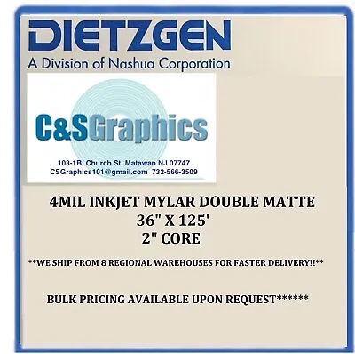 1 ROLL 36  X 125'  4 Mil Double Matte Inkjet Mylar Plotter Film  • $195