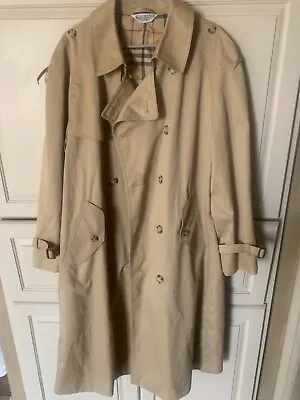 Vtg BURBERRY Double Breasted Trench Coat NO Waist Belt NO Liner Men’s 42 Regular • $56.85