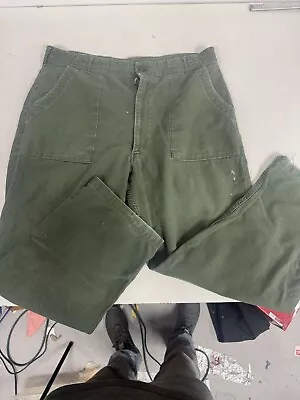 VTG 1966 OG-107 USA ARMY Cotton Sateen Utility Trousers Type 1 38x31 Choctaw Mfg • $78