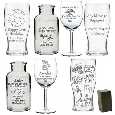 Personalised Engraved Glass Gifts For - Birthday 30th 50th - Christmas Gifts  • £12.99