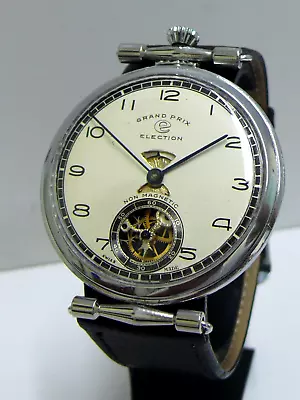 VINTAGE GRAND PRIX ELECTION GENTS OVERSIZED WRISTWATCH 15 Jewels NO RESERVED! • $51