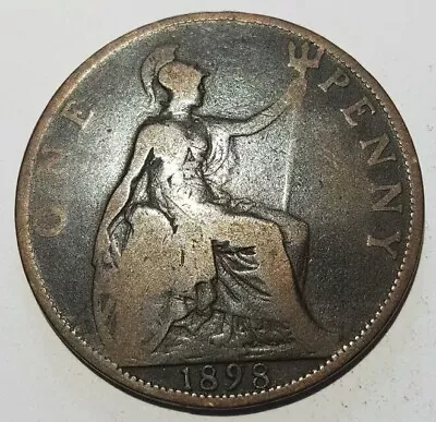 1898 Queen Victoria Veiled Old Head One Penny 1d Coin • £3.49