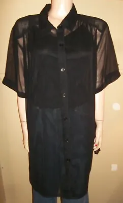 Venezia Plus Size Short Sleeve Black Sheer Shirt 3x 26/28 New • $12.99