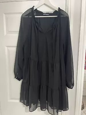 £4.99 • Buy Gorgeous Ladies Longline Chiffon Black Tunic Top/dress By Papaya Plus Size 24
