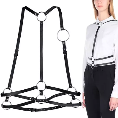 NEW $590 ALEXANDER MCQUEEN MCQ Black Leather BODY HARNESS Silver Hardware BELT • $445