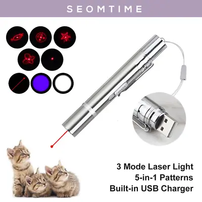 5-IN-1 Rechargeable USB Laser Pointer Red LED Light Interactive Cat Toy NEW AU • $9.98