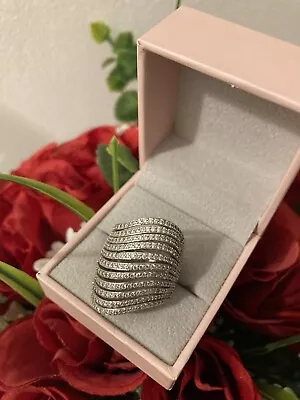 Diamonique COUTURE Silver Ring Size O • £49