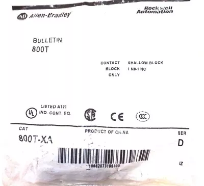 New Allen Bradley 800t-xa Contact Block Ser.d 800txa • $20