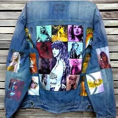 CUSTOMIZED Vintage 80 S 90 S Trucker Denim Jeans Jacket Of Famous Pop Singre • £34.99