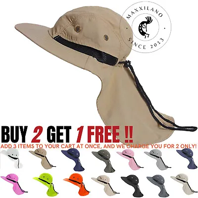 Boonie Men Snap Hat Wide Brim Neck Cover Sun Bucket Hats Safari Outdoor Garden • $11.95