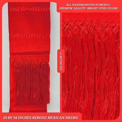 RED Color Rebozo Mexican Tipical Rebozo Or Chalina Shawl 94  X 24.5  • $27.99