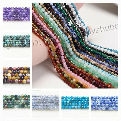 $4.35 • Buy 2/3/4mm Faceted Tourmaline/Garnet /Apatite /Agate/Crystal Gems Round Loose Beads