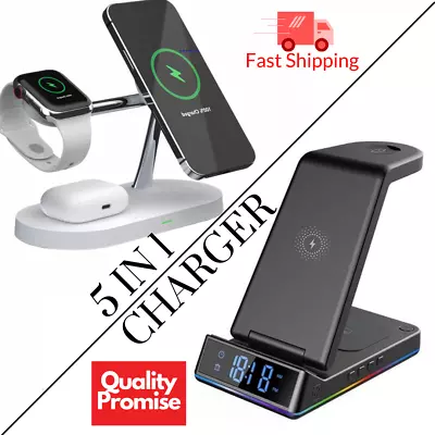 £29.98 • Buy New 5 In 1 Wireless Fast Charging Dock Station For Apple IPhone Watch Airpods UK