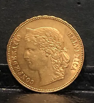 1894 Swiss Confederation Gold Helvetica XF-AU Coin You Will Receive  .1867 AGW • $519.99