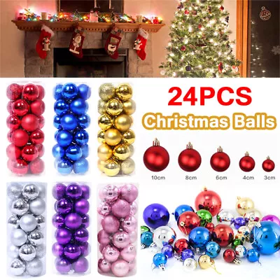 24Pcs Christmas Ball Ornament Shatterproof Xmas Tree Glitter Balls Decor Baubles • $12.99