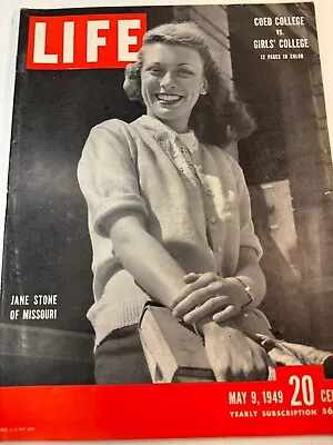 Life Magazine / May 9 1949 / Jane Stone Of Missouri / Co-Ed Vs. Girls' College • $12.99
