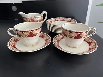 Vintage 2 Tea Cups 9 Saucers 1 Milk Jug Marlborough Grindley Royal Petal • $80