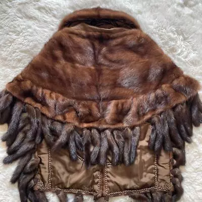 SAGA MINK Poncho Fur Cape Coat Fur Very Good Condition/Top Quality From Japan • $236.29