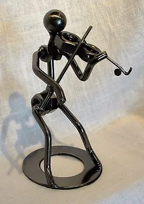 Violin Player Metal Nuts And Bolts Musician Figurine Music Gift NIB • $22.99