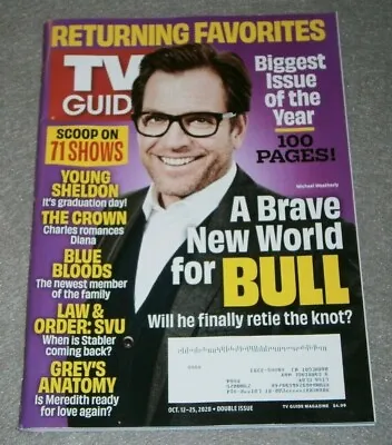 TV GUIDE ~ MICHAEL WEATHERLY Cover ~ A BRAVE New WORLD For BULL ~ OCTOBER 2020 • $8.95