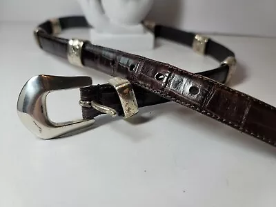 B.A.S. Black  Medium 27 31 Full Grain Leather Belt Silver Accent  • $21.95