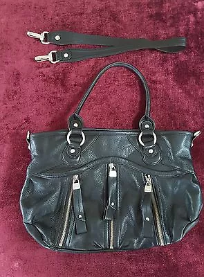 B Makowsky Black Pebble Leather Shoulder Hand Bag Pocketbook Removable Strap  • $79.99