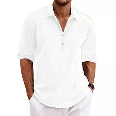 Short Sleeve Button-Up Casual Men's Cuban Guayabera Beach Wedding Dress Shirt US • $23.09