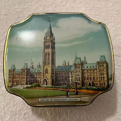 Rare Vintage Horner & Co Hinged Toffee Tin Box - Canadian House Of Parliament • $8