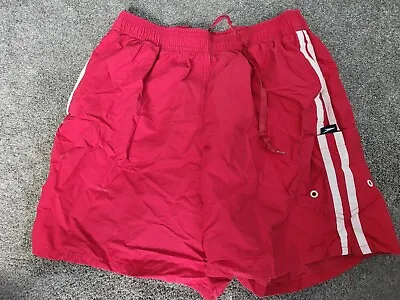 Men's Speedo Red / White Stripe Tie Waist Swim Trunks Shorts Size M • $14.99