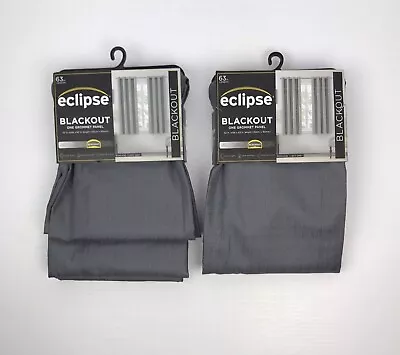 Eclipse Blackout Curtains 2 Rowland Light Blocking Panels Light Gray 52” X 63” • $26.50