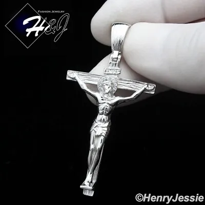 Men Women Solid 925 Sterling Silver Cz Jesus Christ Cross Crucifix Pendant*sp423 • $39.99