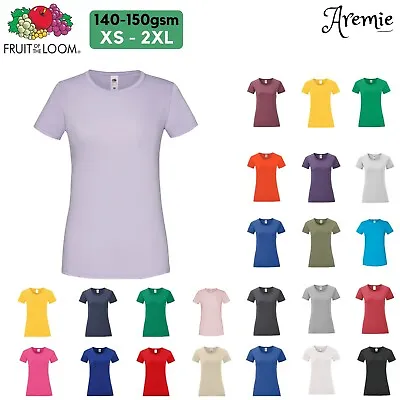 £7.99 • Buy Fruit Of The Loom Ladies Womens Plain Short Sleeve Crew Neck 100% Cotton T-Shirt