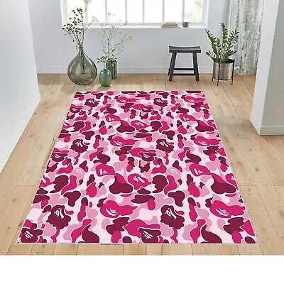 Pink Bape Rug Pink Cool Rug Pink Modern RugCustom Rug Street Decor Bape • $49