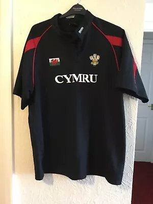 Manav CYMRU Welsh Short Sleeve Rugby Top Black & Red Size 3XL • £6.99