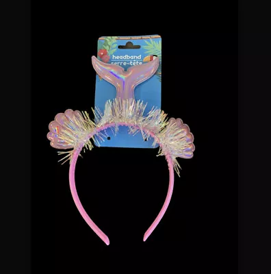 Whimsical Mermaid Headband Pink Sparkly Clam Shell Headband Costume Fun Dress Up • $9.79