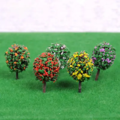5PC Miniatures Multicolor Flower Tree HO/OO Scale Green Plant Sand Table Model • $4.99