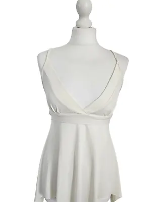 INTERNACIONALE Cream Strappy Top Size 10 Handkerchief Hem • £4.99