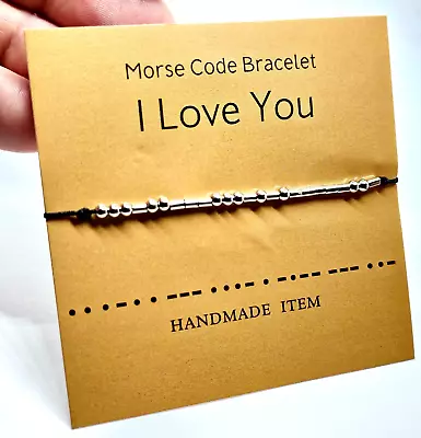 I Love You Bracelet Morse Code Secret Hidden Message Friendship Bracelet Gift • £2.98