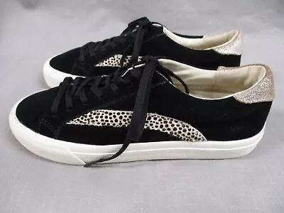 Madewell Sneakers Womens 7 Black Low Top Sidewalk Cheetah Platform Shoes LaceUp  • $28.98