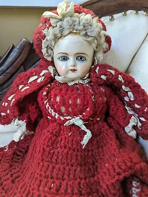 Antique Wax Over Papier Mache Small Doll Glass Eyes 12   • $50