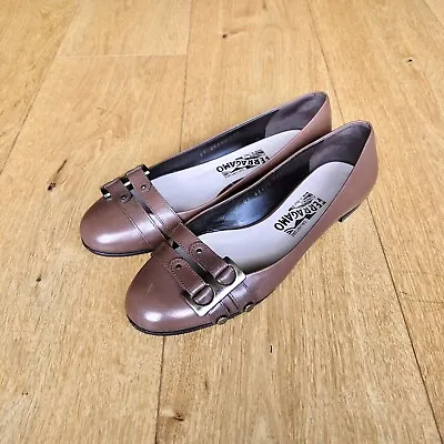 Salvatore Ferragamo Chocolate Brown Leather Ballet Flats Size 8.5B/EU 39.5 • $225