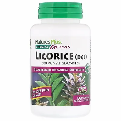 Nature's Plus Herbal Actives Licorice (DGL) 500 Mg 60 Vegetarian Capsules • $38.59