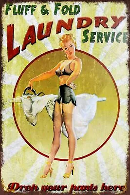 £3.49 • Buy Laundry Service Pin Up Girl Vintage Retro Style Metal Sign, Man Cave, Shed