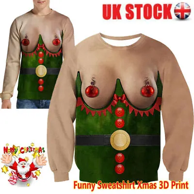 Ugly Christmas Jumper Sweater Men Women Funny 3D Print Sweatshirt Xmas Pullover • £11.49